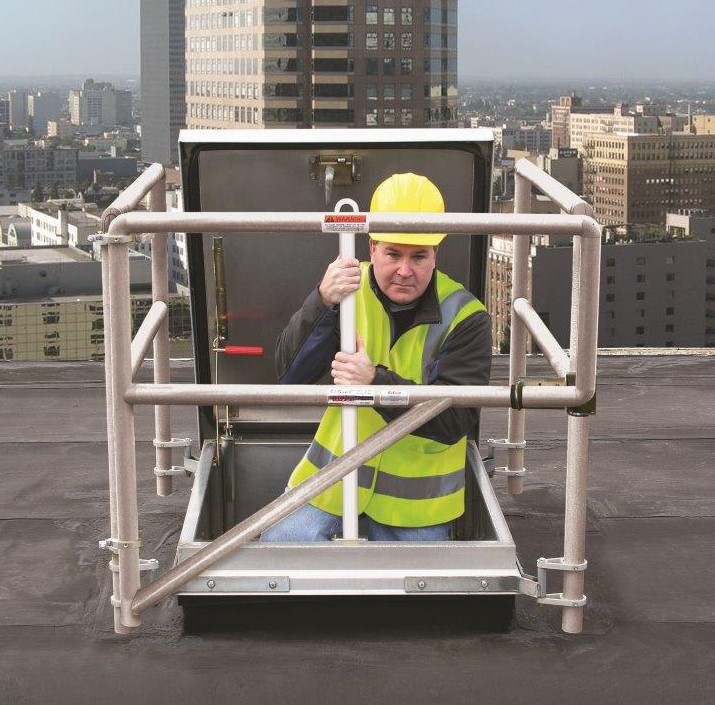 Image showcasing E-50TB Roof Access Hatch open and in use