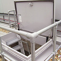 picture of the Bilco BL-COMPA companionway ladder and CS-50tb roof access hatch