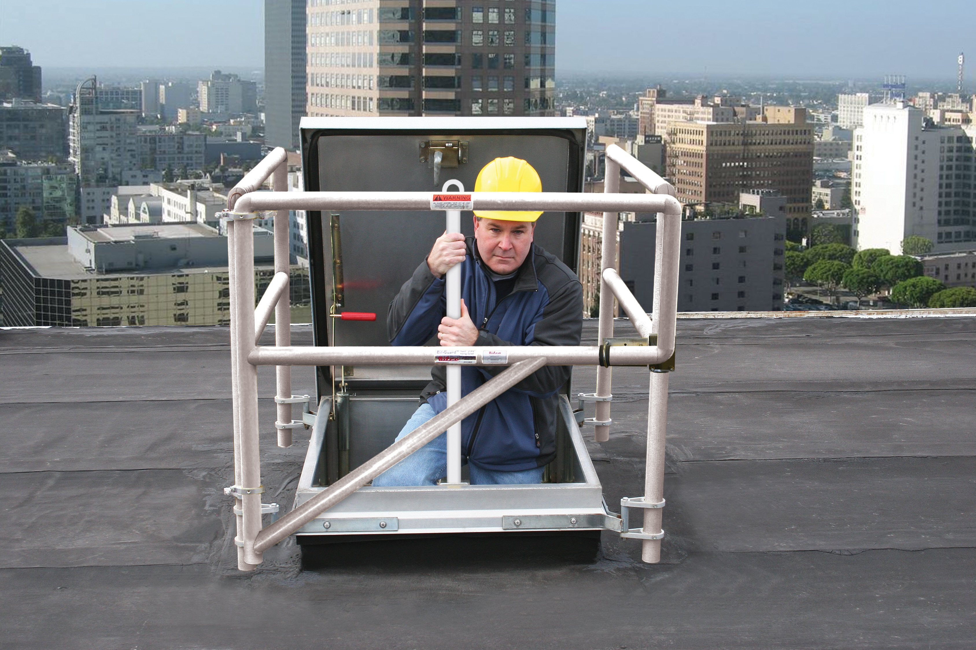Image showcasing E-50TB Roof Access Hatch open and in use
